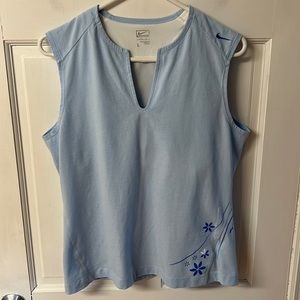NIKE PERFORMANCE Size L Sports Blue Floral Tank Shirt